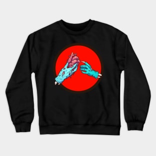 Bony and Clyde Skeleton Hands Heart in Hand- Zombie Romance Crewneck Sweatshirt